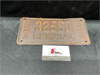 1938 Iowa Special License Plate
