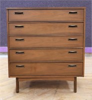 MCM 5 drawer tall chest, recessed handles