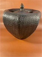 Faux Leather Octogon Shaped Urn