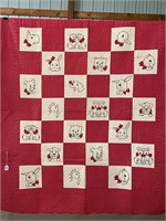 Twin Size 7x6 Square block quilt