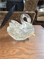 Opalesant Glass Covered Swan