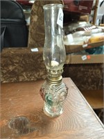 Colored Glass Miniature Oil Lamp w/Globe