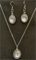 Swarovski crystal necklace and earring set 26” sil