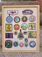 Framed Boy Scout Patches 1990's + Shirt & Sash