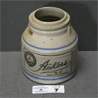 Finley Ackers Blue Decorated Stoneware Crock