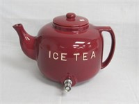 LARGE POTTERY ICE TEA TEAPOT WITH LID: