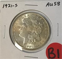 S - 1921-S MORGAN SILVER DOLLAR (B1)