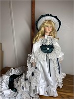 Satin & Lace Victorian Porcelain Doll 24"