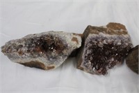 Two natural amethyst, 4.75 X 2" & 4.5 X 1.5"H