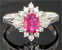 Platinum 1.25 ct Natural Ruby & Diamond Ring