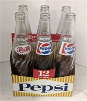 Vtg Pepsi-Cola Bottle & Cardboard Carrier