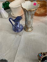 Stangl  Antique Gold Vase & Gold & Blue Pitcher