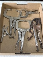 Assorted clamps. Locking pliers.