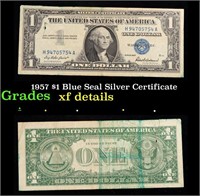 1957 $1 Blue Seal Silver Certificate Grades xf det
