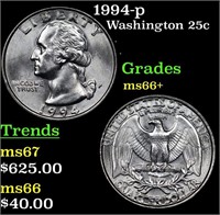 1994-p Washington Quarter 25c Grades GEM++ Unc