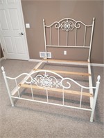 Full-Size White Iron Bed Frame