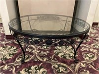 Wrought Iron & Glass Coffee Patio Table