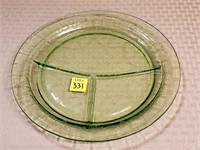 Uranium Glass Plate, Venetian Pattern