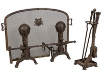 Art & Crafts Andiron, Tools and Fire Screen