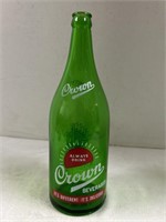 Vintage 30 ounce crown beverages glass bottle