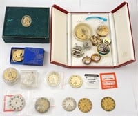 Group lot of PW mvts, dials & more