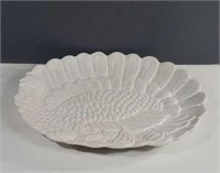 Large White Stoneware Turkey Serving Platter,