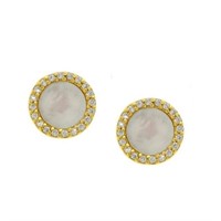 Mother-of-Pearl & White CZ Earrings