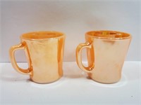 Vintage Anchor Hocking Mugs in Peach Lustre USA