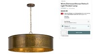 Distressed Bronze Patina 5 Light Pendant Lamp