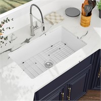 Kichae 32 Inch White Undermount Sink 32x19