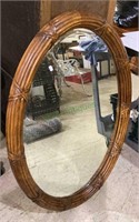 Large bamboo styled oval beveled glass wall