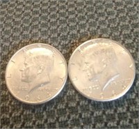 TWO KENNEDY 1964 90% SILVER HALF DOLLARS