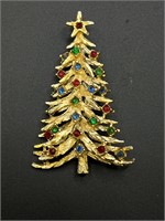 Cute multicolored stone Christmas Tree brooch