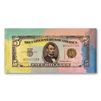 Steve Kaufman (1960-2010), "5 Dollar Bill" Hand Si