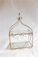 Gold Tone Wire Hanging Vanity With Glass Shelf's