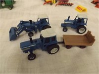 (3) Ford Tractors w/ Wagon - Toys