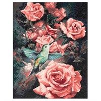 Roses & Hummingbird, Diamond Painting Kit
