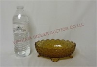 Daisy & Button Amber Glass Footed Candy Bowl /Dish