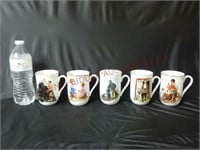 Norman Rockwell Coffee Mugs ~ Set of 5