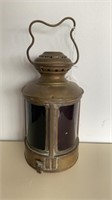 Ship or rail road metal lantern, small oil lamp