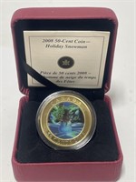 2098 50-cent Coin with Holiday Snowman. With