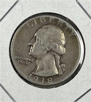 1938 Washington Silver Quarter, US 25c