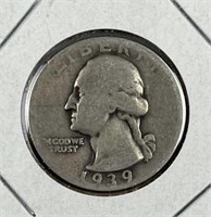 1939-D Washington Silver Quarter, US 25c