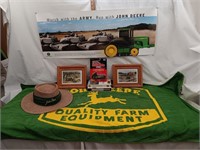 John Deere Items: Straw Hat,BeachTowel,Pictures,