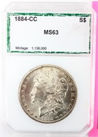 Coin 1884-CC  Morgan Dollar PCI MS63