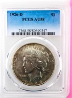 Coin 1926-D Peace Silver Dollar PCGS AU58