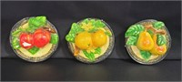 Set of 3 Vintage Majolica-style wall chalk art