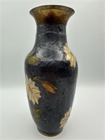 Vtg. Brass Hand Painted Vase