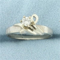 Designer Diamond Solitaire Ring in 14k White Gold