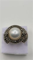 Sterling Pearl Ring Size 11.25